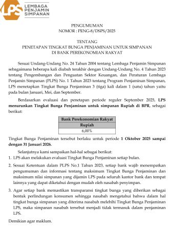 Tingkat Suku Bunga LPS